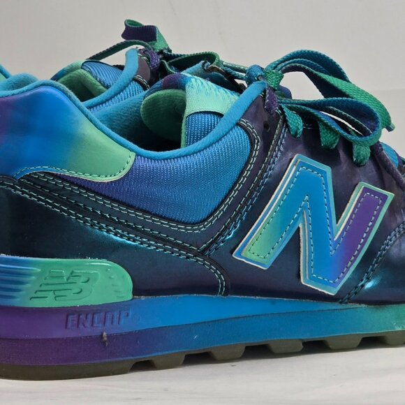 New Balance Shoes Mens 7.5 Turquoise Purple Rainbow Sneakers Trainers ML574BOW - Picture 7 of 11